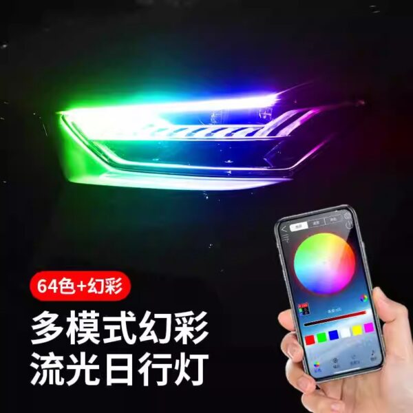 Kit LED multicolor para coche - Control por APP, luz diurna + intermitente + decorativa