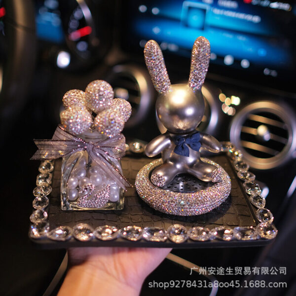Diamond-studded rabbit balloon car perfume holder car accessories high-end car aromatherapy cute car ornaments center console